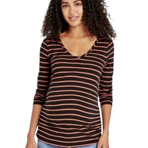 NWT Isabel + Ingrid Striped Black and Orange Women's Maternity  Top